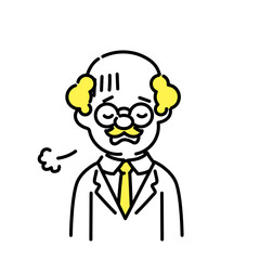 かわいい人物のイラストシリーズ _ 博士_シニア _ 疲れた