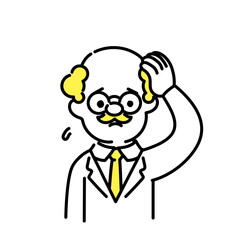 かわいい人物のイラストシリーズ _ 博士_シニア _ 困る