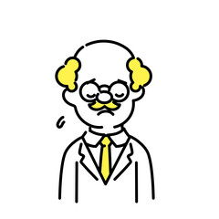 かわいい人物のイラストシリーズ _ 博士_シニア _ 俯く