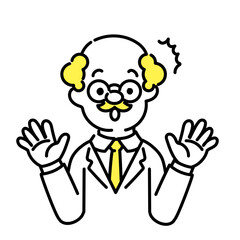 かわいい人物のイラストシリーズ _ 博士_シニア _ 驚く