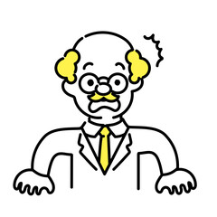 かわいい人物のイラストシリーズ _ 博士_シニア _ 驚く