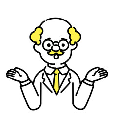 かわいい人物のイラストシリーズ _ 博士_シニア _ 悩む