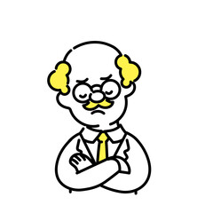 かわいい人物のイラストシリーズ _ 博士_シニア _ 考える