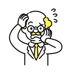 かわいい人物のイラストシリーズ _ 博士_シニア _ 焦る