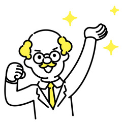 かわいい人物のイラストシリーズ _ 博士_シニア _ 持ち上げる