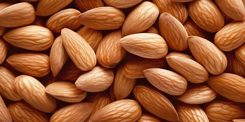 Organic Almonds. Brown Nut Texture in Closeup. Healthy Food. Generative AI illustrations.