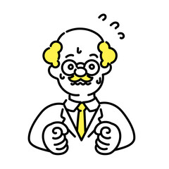 かわいい人物のイラストシリーズ _ 博士_シニア _ 焦る