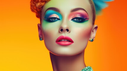 Vintage style fashion make-up. Generative AI