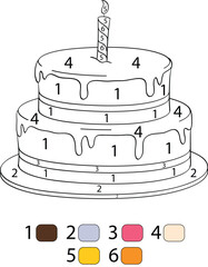 Birthday Color By Number Coloring Pages