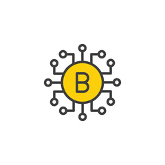 Bitcoin icon design with white background stock illustration