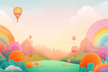 Fototapeta na wymiar landscape with balloons