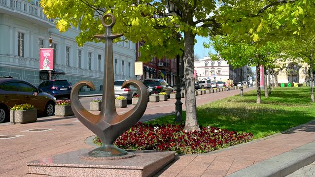Sculpture Anchor Heart, logo of the city of Odessa, Ukraine