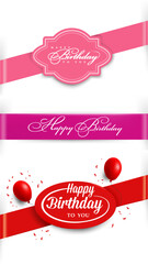 birthday banners with ribbons, balloons and confetti