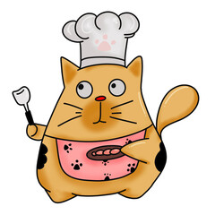 cat chef with a spoon