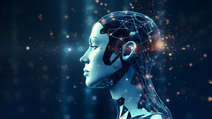 AI and Machine Learning Concept - Chatbot Software, Big Data, Blockchain System, and Neuralink with Smart Brain