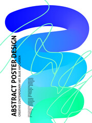 Blue Wave Modern Colorful Poster. Vector Illustration of Banner Concept with Contemporary Typography. Flyer Background.