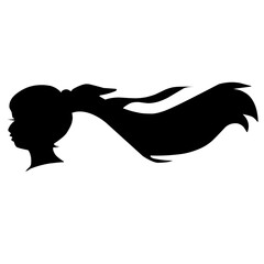 Profile Silhouette Of Girl With Flying Hair