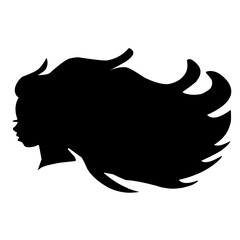 Profile Silhouette Of Girl With Flying Hair