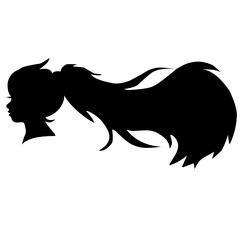 Profile Silhouette Of Girl With Flying Hair