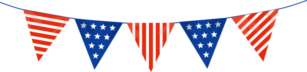 4th of July, USA Independence Day. Vector holiday frame isolated on white background. Paper stars in USA flag colors. Material design for greeting card, flyer, banner, poster.