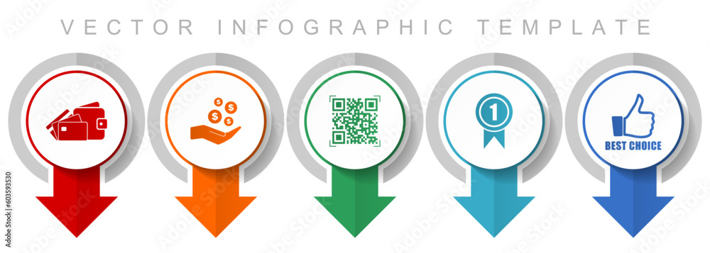 Fototapete shopping icon set, miscellaneous pointer icons such as money, wallet, qr code, badge and like sign f