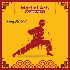 Martial arts man performing , kung fu poster design