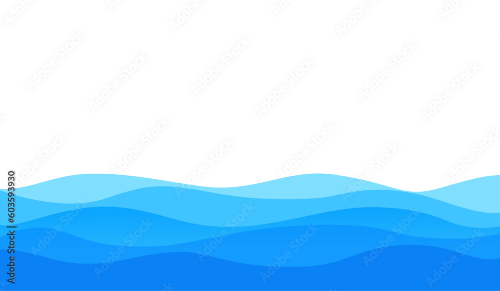 Wall mural blue wave water element vector background curve border frame wallpaper presentation education busine
