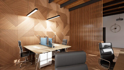 無人のオフィスのデスク