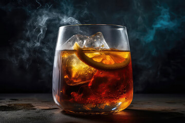Glass Of Nitrogeninfused Iced Tewith Swirling Mist And Flavors. Generative AI