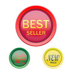 Round sale stickers on white background collection