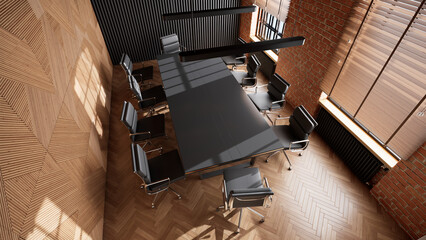 天井から見下ろした会議室の様子