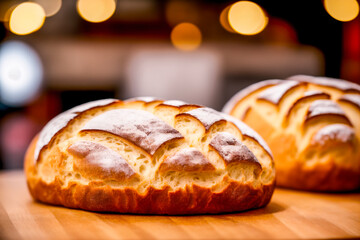 Homemade baked bread, perfectly crafted with love and care, offering a tantalizing taste that transports you to a cozy countryside kitchen, indulge in the delightful flavors of a rustic.