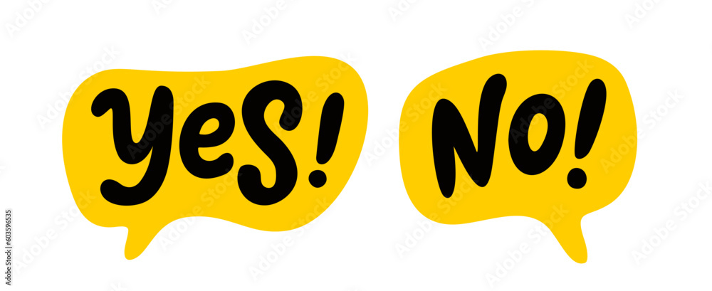 Fototapete yes no icon logo. word yes no text on talk shape. vector illustration yes no in speech bubble on whi