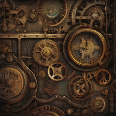 Fototapeta na wymiar old clock mechanism, generative, aisteampunk, clock background