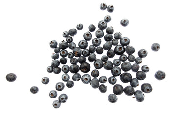 Ripe blueberries isolated on white background.