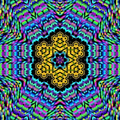 Illustration abstract kaleidoscope, lime green, forest green, emerald green, rgb. Good for symmetrical, floral, or paisley patterns with shades of green. Fit for painting, backdrop, wall art, canvas.