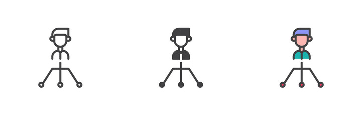 Hierarchy structure different style icon set