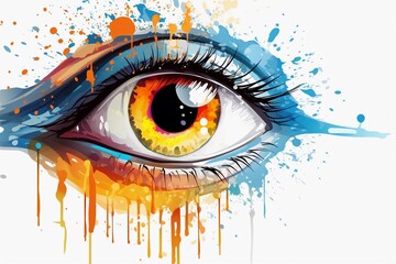 eye of a person watercolor - obrazy, fototapety, plakaty