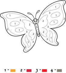 Butterfly Color By Number Coloring Pages