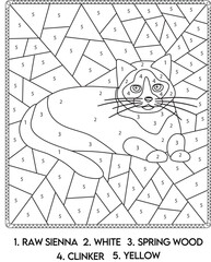 Cat Color By Number Coloring Page