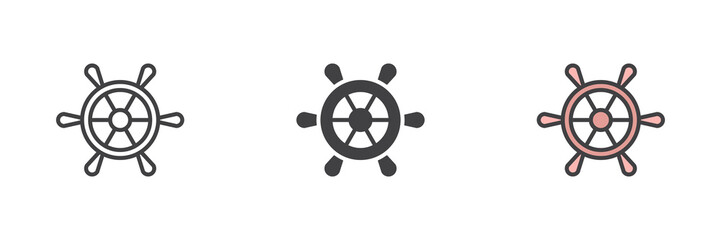 Obraz premium Ship wheel different style icon set