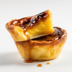 Portuguese Custard Tart Isolated on White. Generative AI