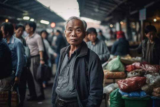 Asian man at a market