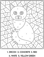 Cat Color By Number Coloring Page