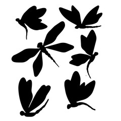 Dragonfly silhouette all black outline