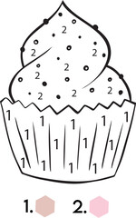 Cupcake Color By Number Coloring Pages