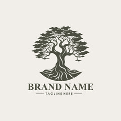 bonsai logo design silhouette, vintage tree logo, Bonsai Logo Design Template