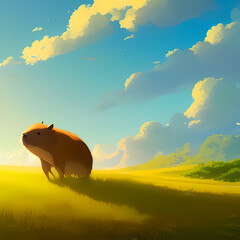 Capybara in nature. Generative AI