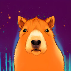 Capybara in space. Generative AI