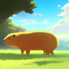 Capybara in nature. Generative AI